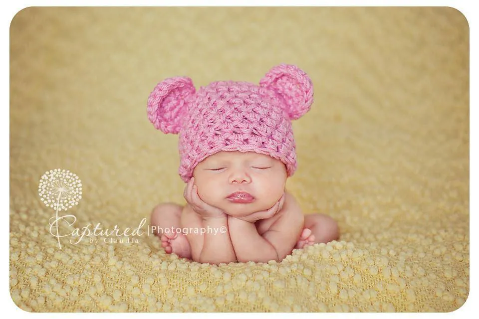 Pink Newborn Teddy Bear Hat