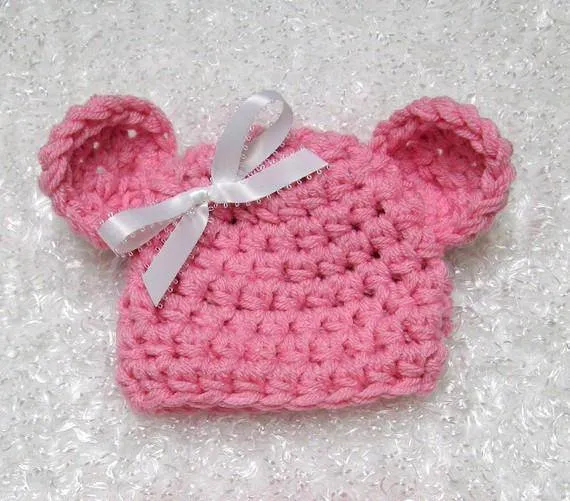 Pink Newborn Teddy Bear Hat