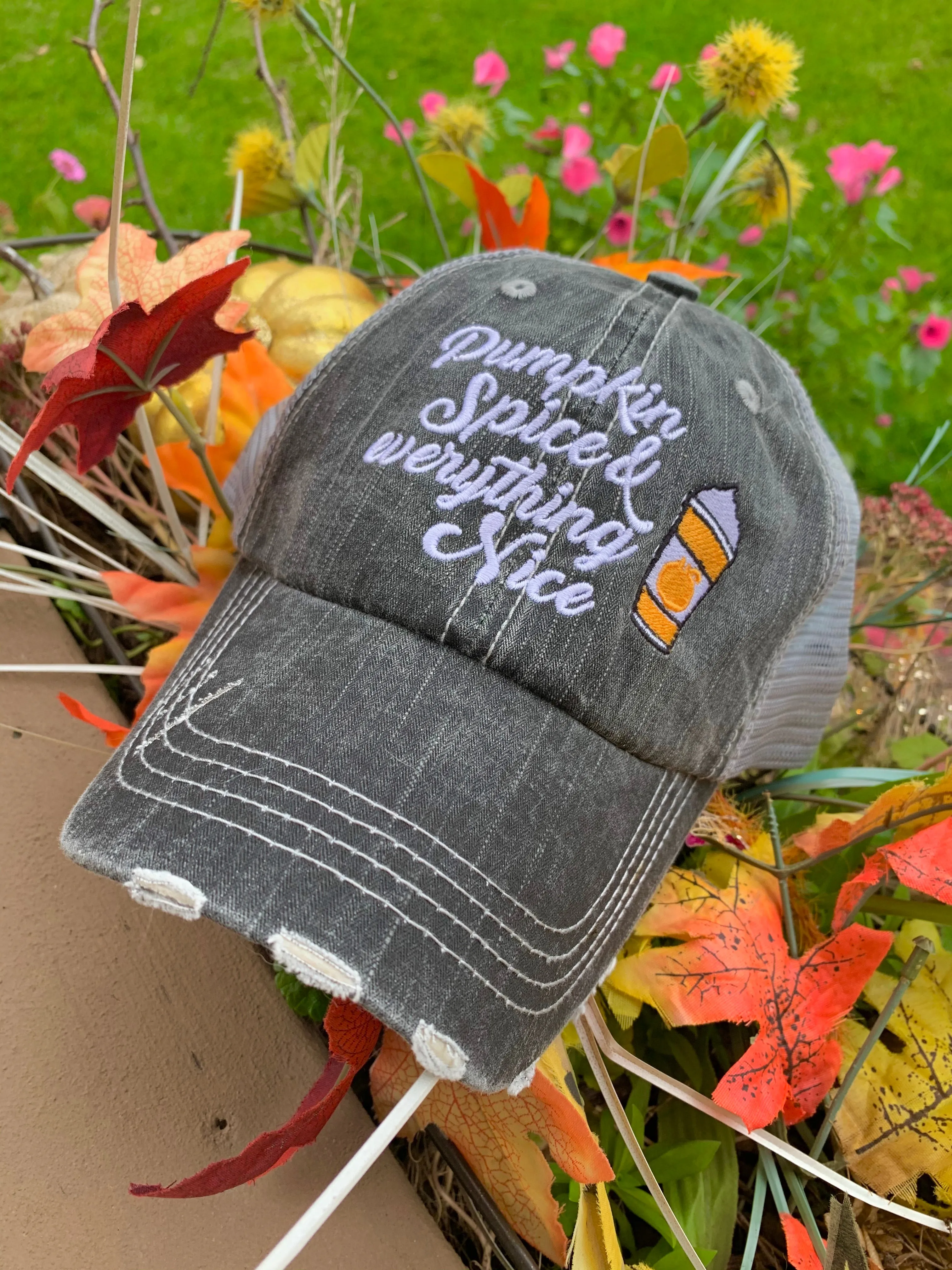 Pumpkin spice hats PUMPKIN SPICE and everything nice Chill Jesus 3 styles Embroidered trucker cap