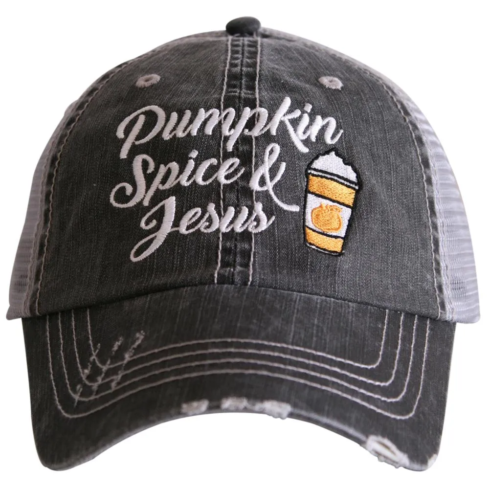 Pumpkin spice hats PUMPKIN SPICE and everything nice Chill Jesus 3 styles Embroidered trucker cap