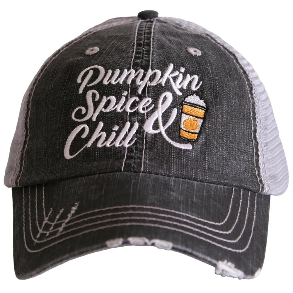 Pumpkin spice hats PUMPKIN SPICE and everything nice Chill Jesus 3 styles Embroidered trucker cap