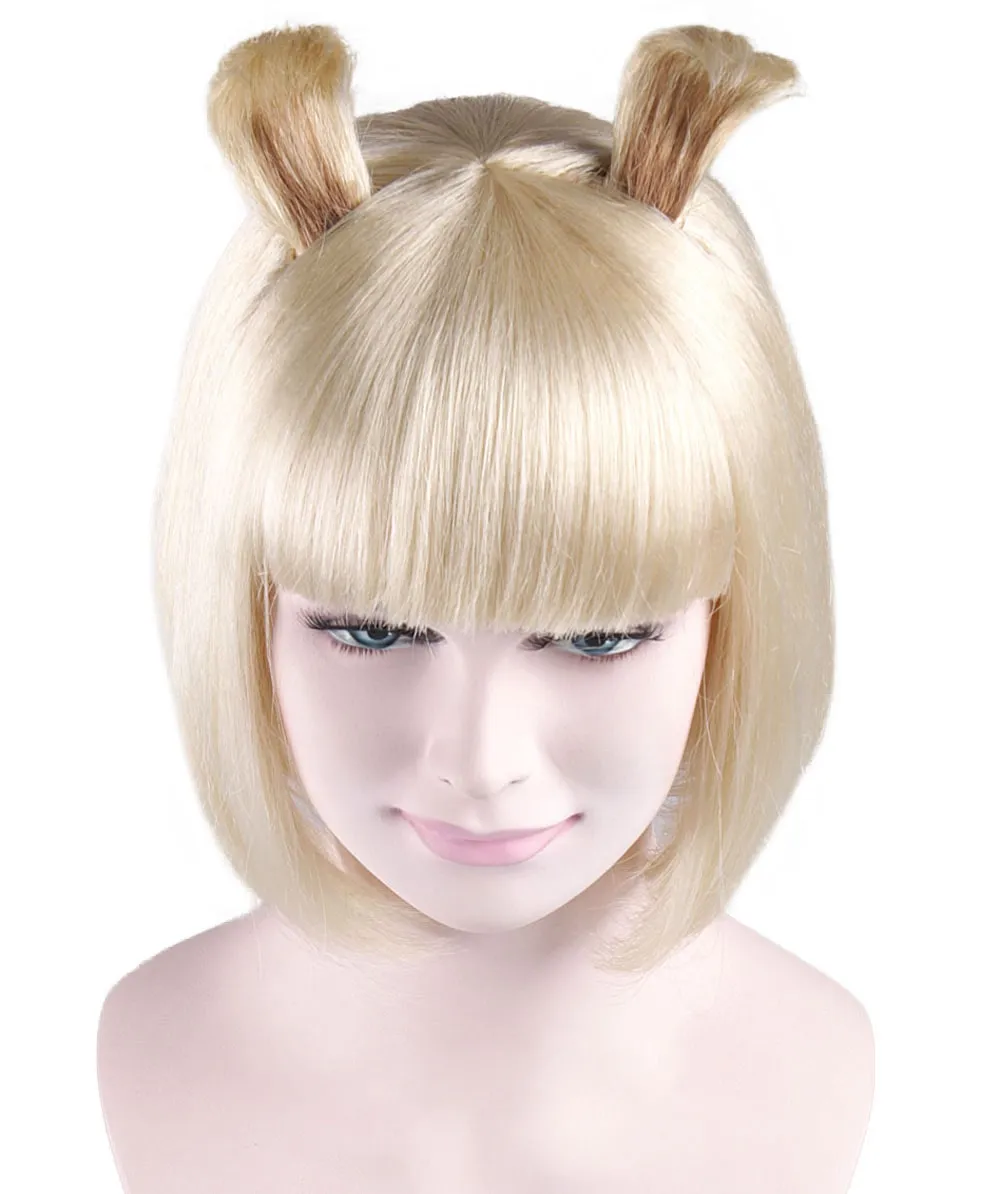 Rabbit Blonde Womens Bob Wig | Animal Rabit Character Cosplay Halloween Wig | Premium Breathable Capless Cap