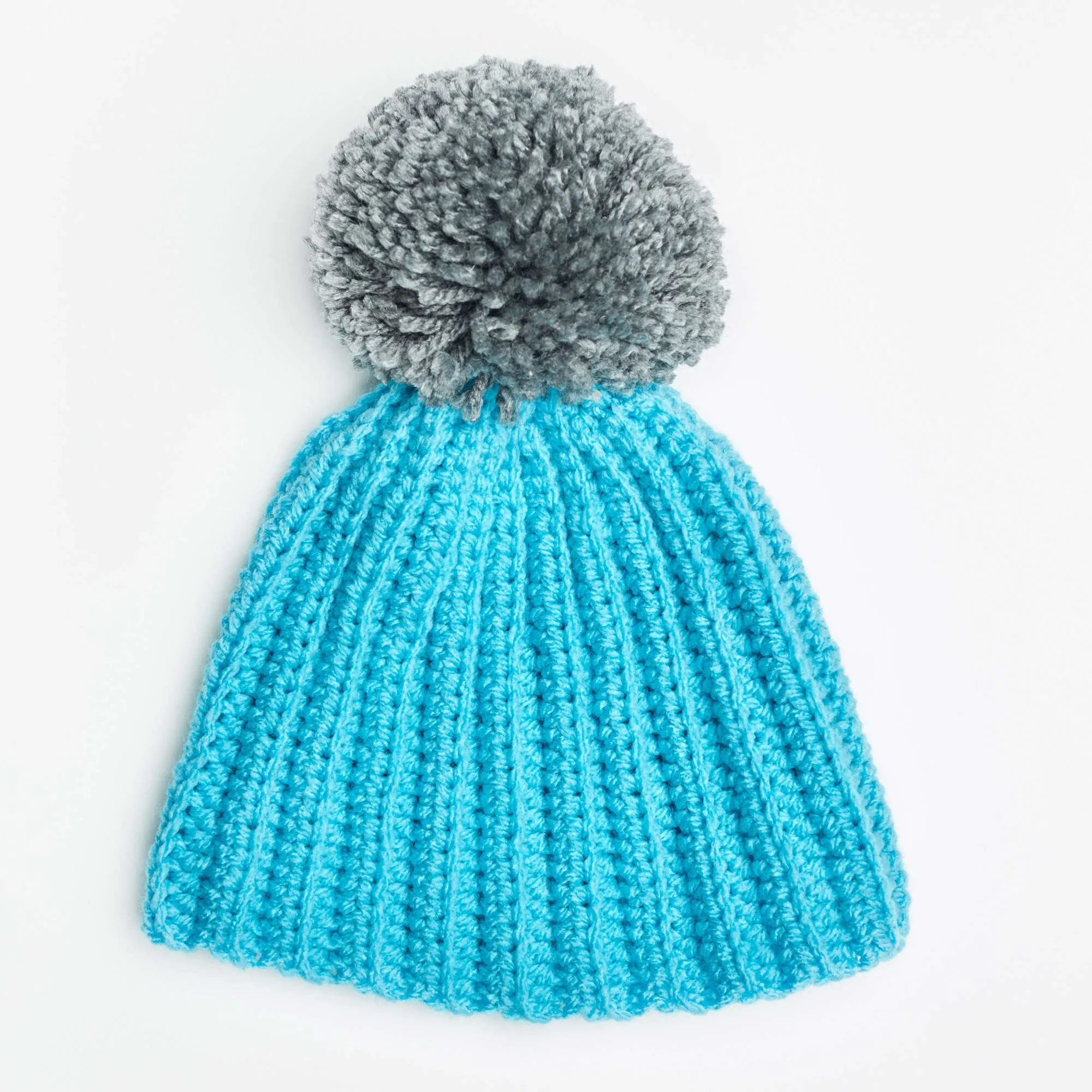 Red Heart Easy-Fit Ribbed Pompom Hat