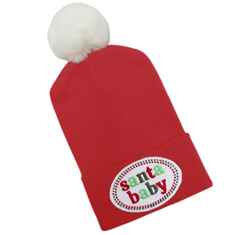 Santa Baby Christmas Hat - Red or Red Striped Hat with White Pom Newborn Gender Neutral Hat