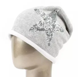 Sequins Star Faux Fur Lined Winter Beanie