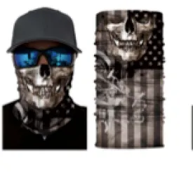 SKULL FACE GRAY USA  SEAMLESS BANDANA FACE COVER TUBE MULTIFUNCTION MASK WRAPS