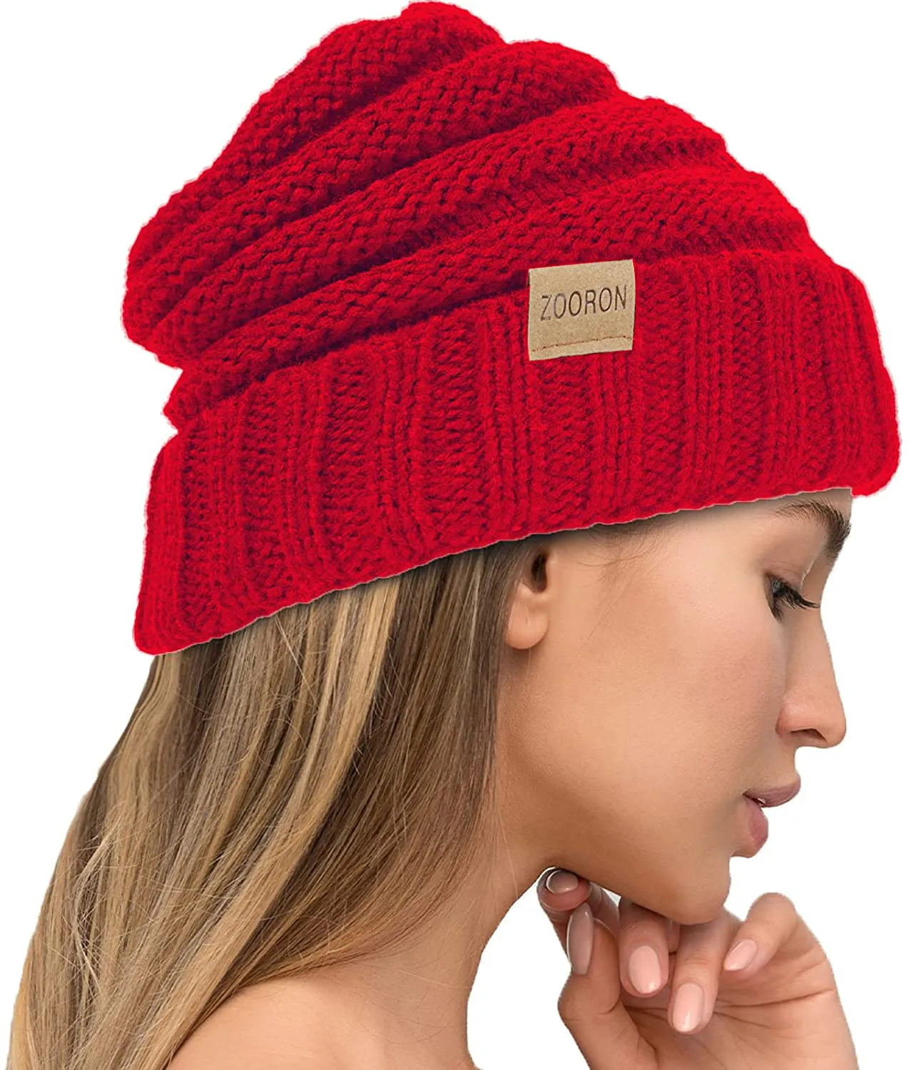 Slouchy Cable Knit Beanie Hat for Women