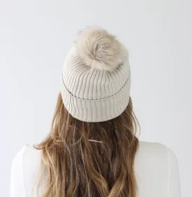 Smoke Cashmere Blend Bobble Hat