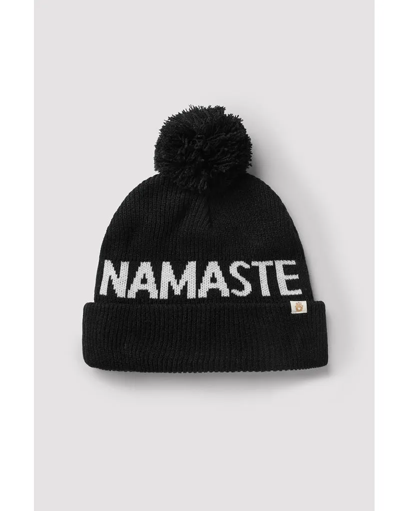 Spiritual Gangster Namaste Pom Pom Beanie - Womens - Black