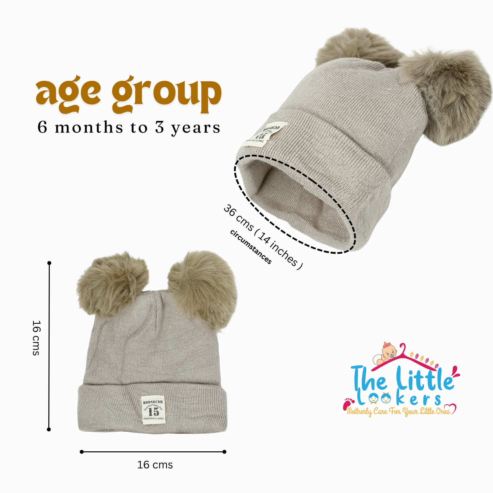 THE LITTLE LOOKERS Baby Knit Cap I Winter Pom Pom Beanie Cap for Kids/Toddler /Girls/ Boys (6 Months - 3 Years Baby)