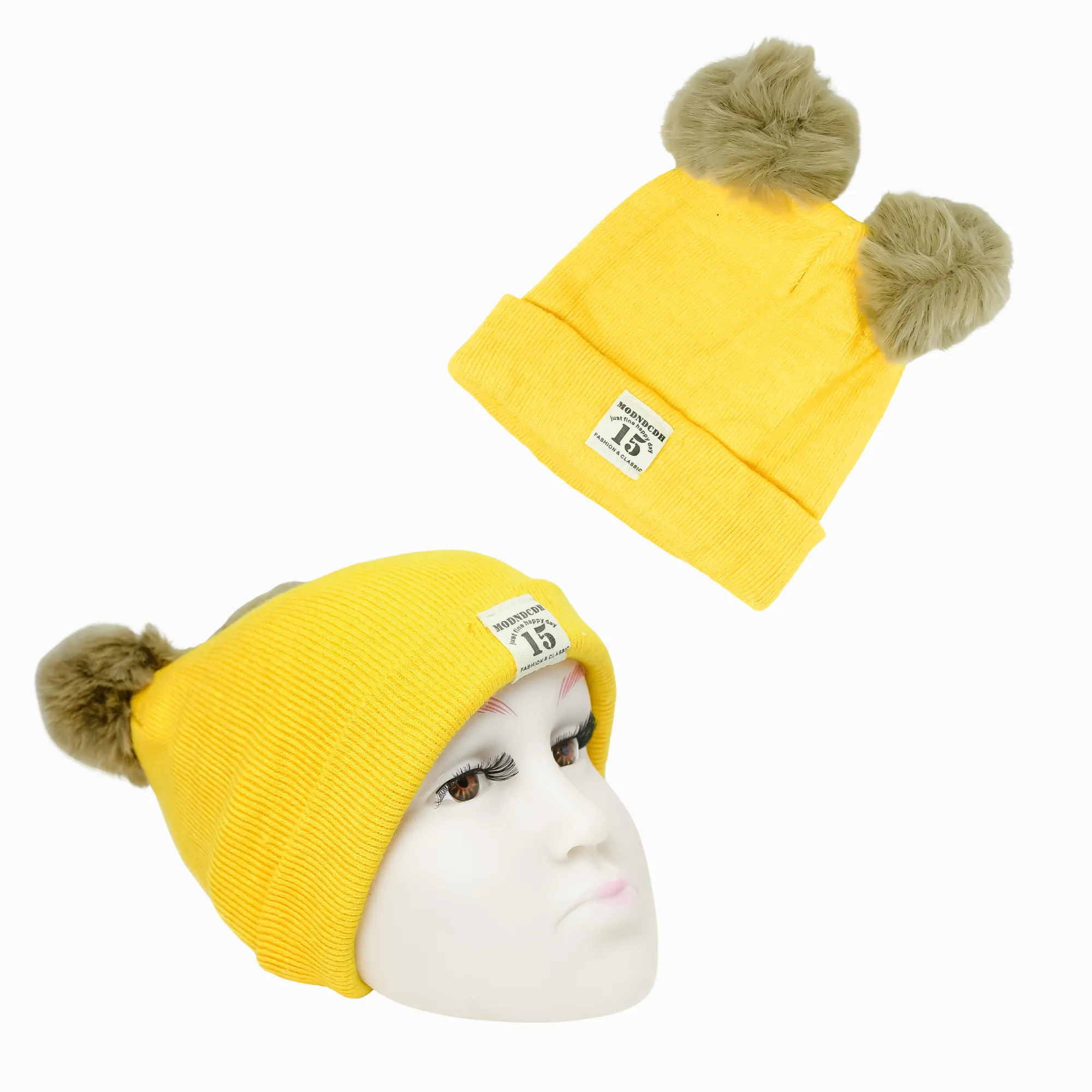 THE LITTLE LOOKERS Baby Knit Cap I Winter Pom Pom Beanie Cap for Kids/Toddler /Girls/ Boys (6 Months - 3 Years Baby)