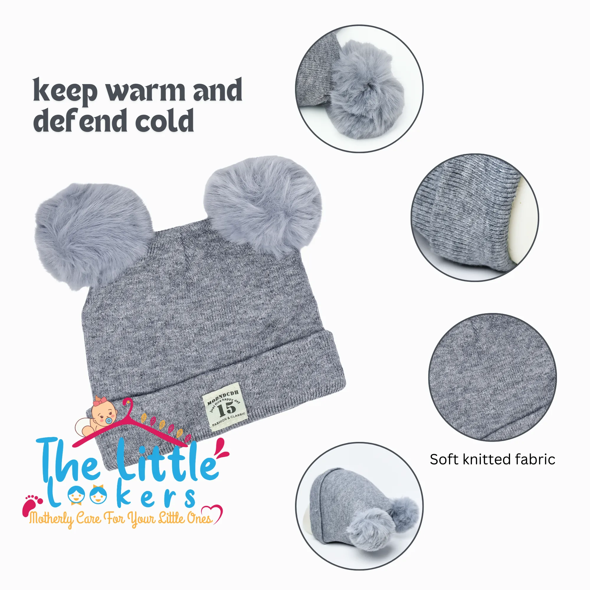 THE LITTLE LOOKERS Baby Knit Cap I Winter Pom Pom Beanie Cap for Kids/Toddler /Girls/ Boys (6 Months - 3 Years Baby)