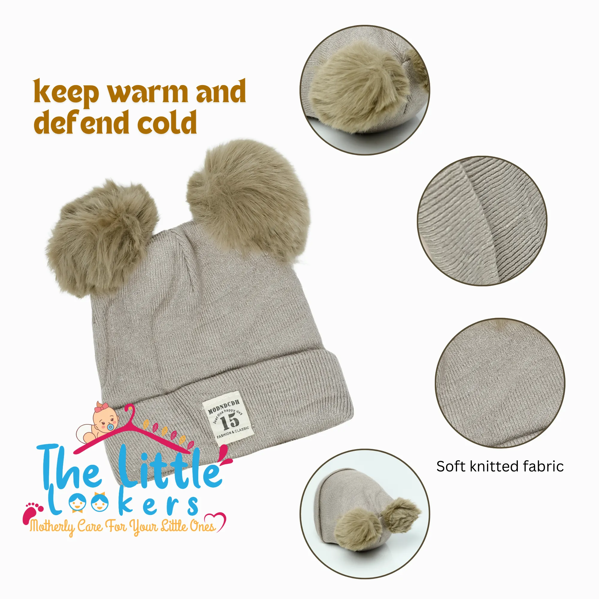 THE LITTLE LOOKERS Baby Knit Cap I Winter Pom Pom Beanie Cap for Kids/Toddler /Girls/ Boys (6 Months - 3 Years Baby)