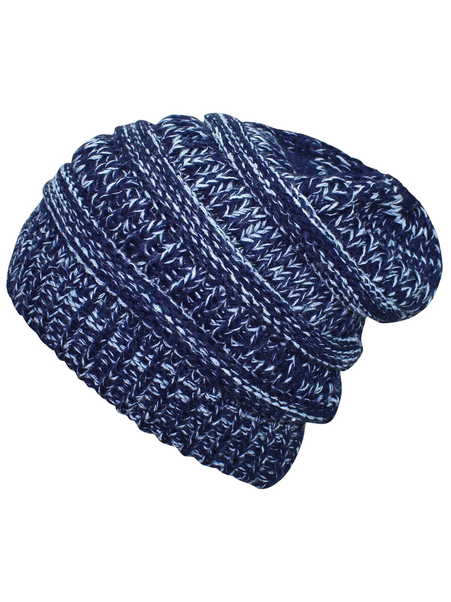 Two Tone Knit Slouchy Unisex Beanie Hat