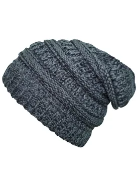 Two Tone Knit Slouchy Unisex Beanie Hat