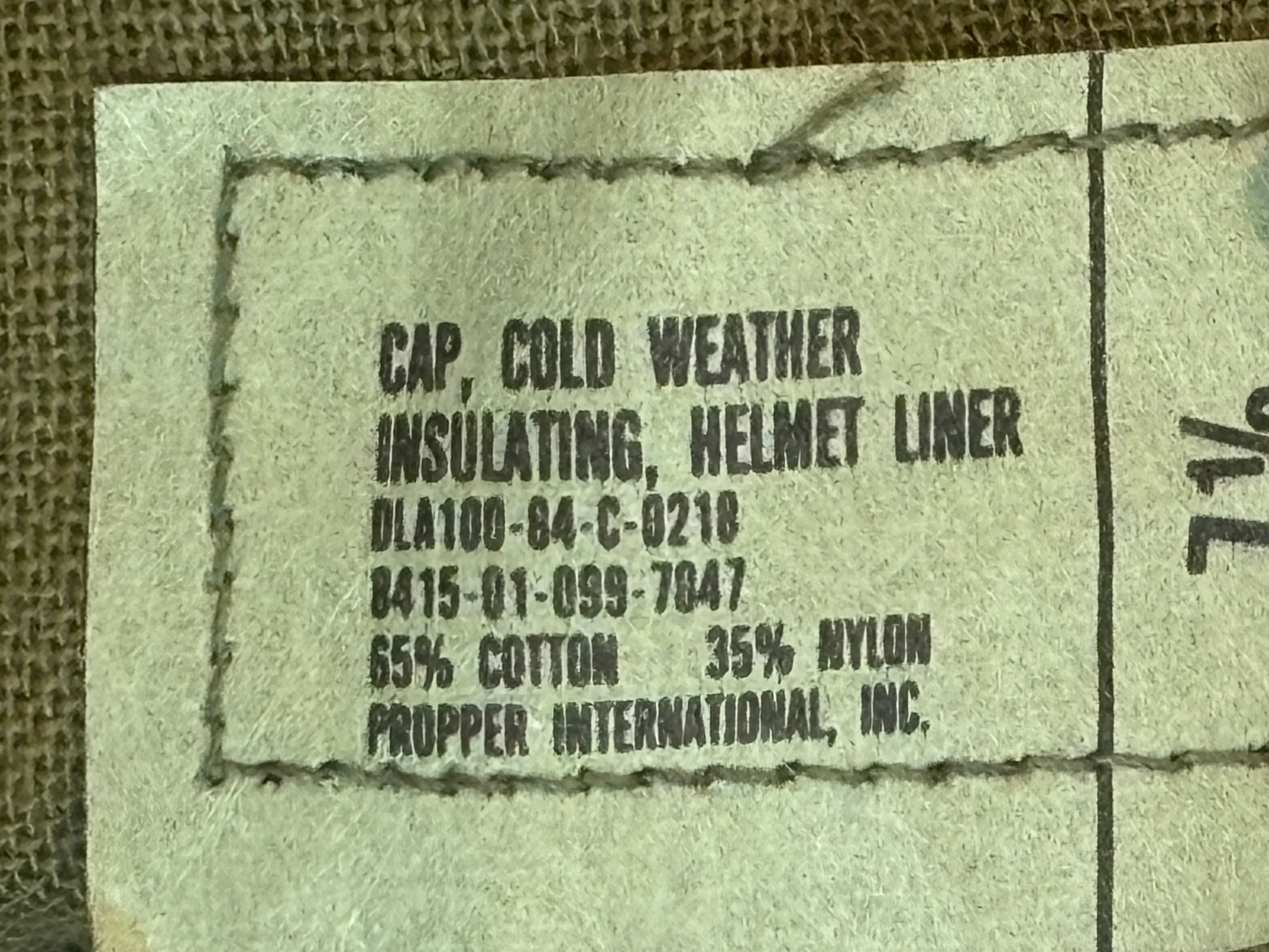 US Army Camouflage Pile Cap Helmet Liner