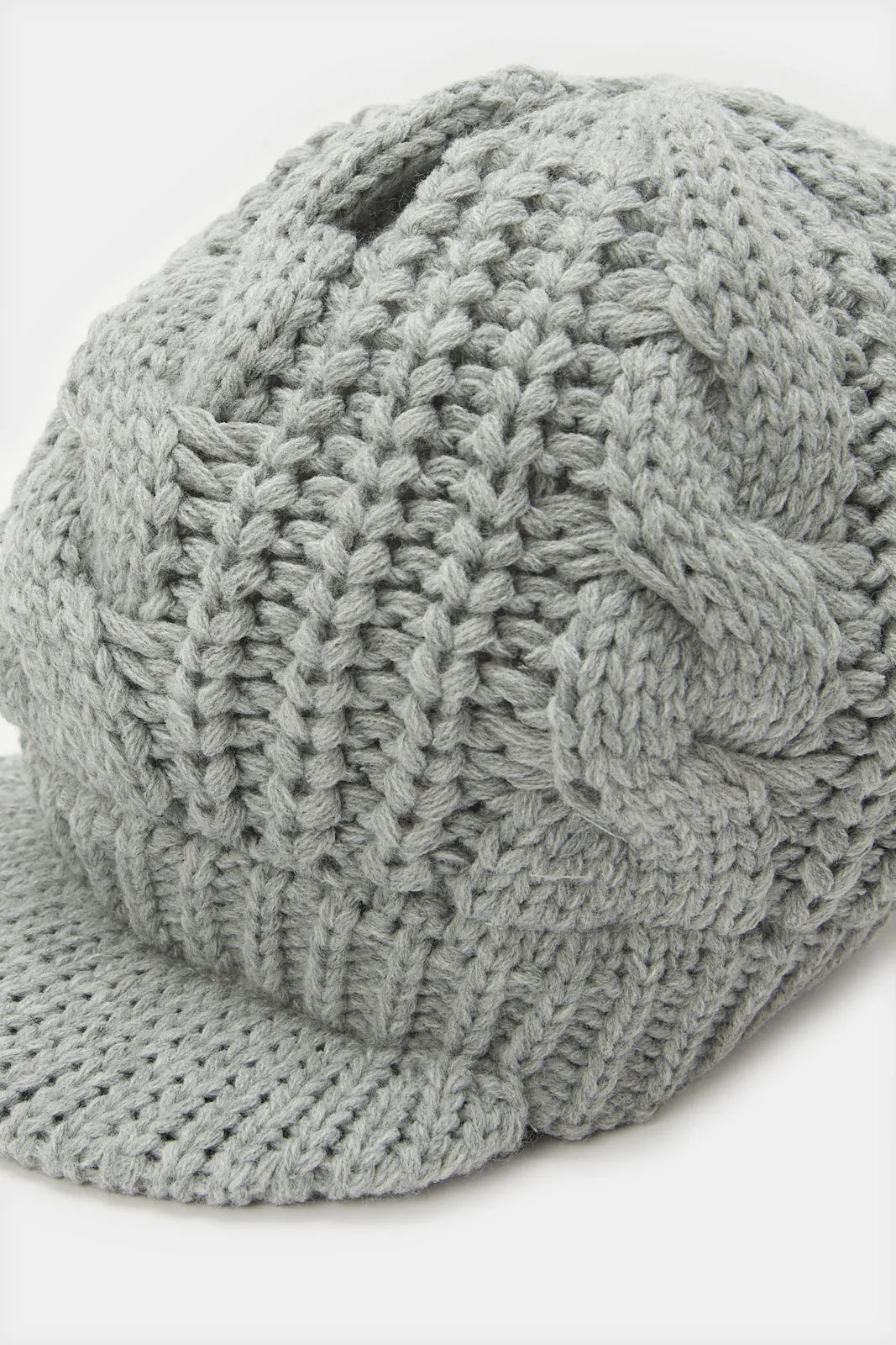 Women Grey Embellished  Knitted Cap