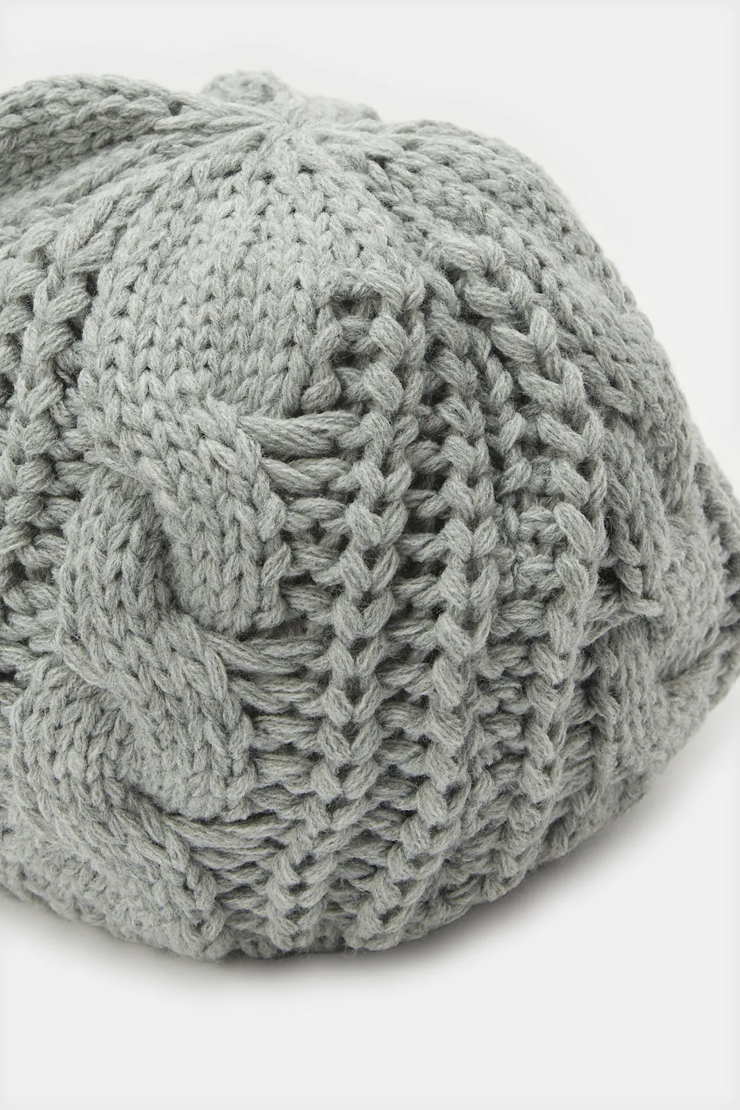 Women Grey Embellished  Knitted Cap