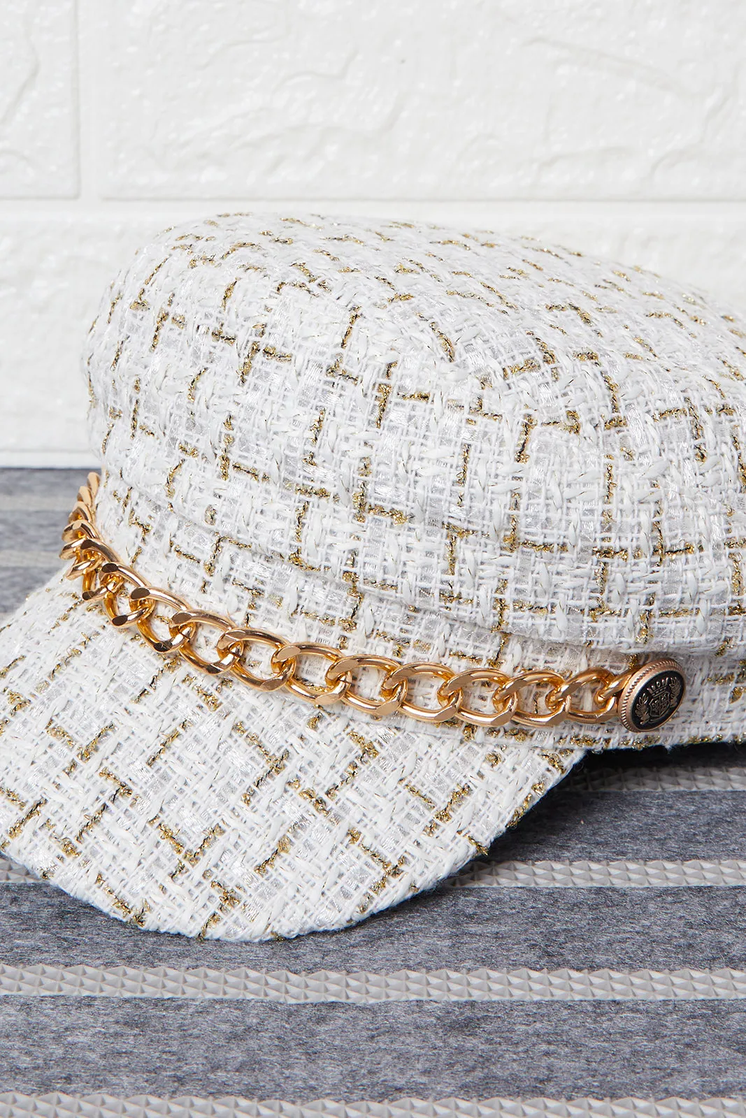 Women White Embellished Cap