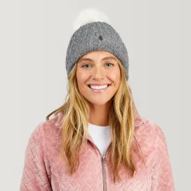 Women's Chenille Knit Cuffed Beanie with Pom