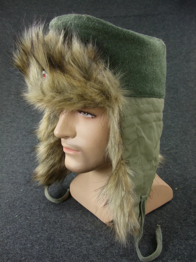 WW2 German Officer Fur Winter Cap   Metal Cockade