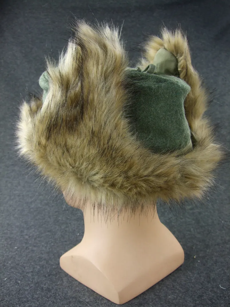 WW2 German Officer Fur Winter Cap   Metal Cockade