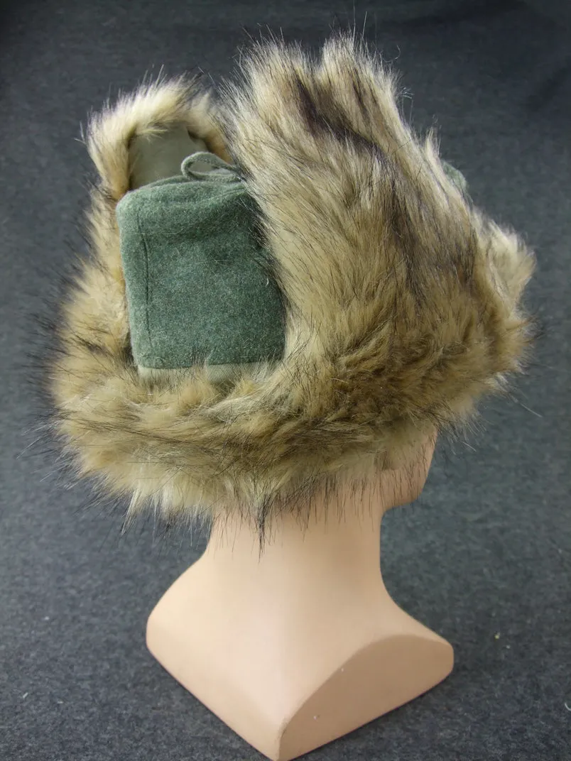 WW2 German Officer Fur Winter Cap   Metal Cockade